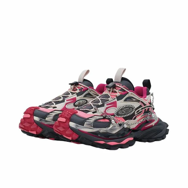 （Women）ANTA SNEAKERVERSE StrataVerse Rock Layer Low Dad Shoes - Castle Grey/Caviar White/Fluorescent Pink - Image 2