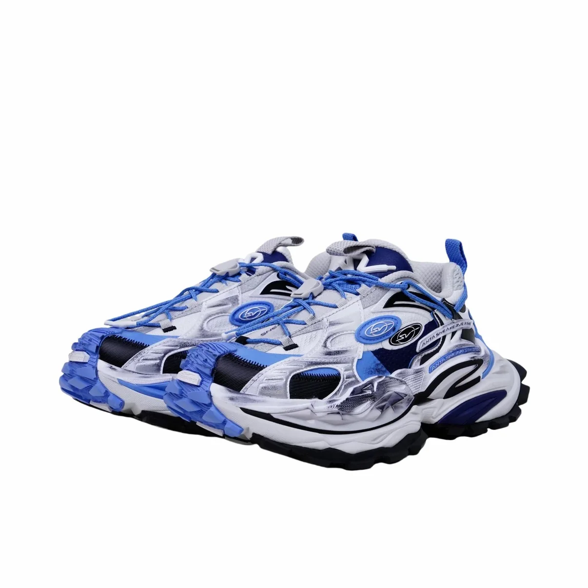 （Women）ANTA SNEAKERVERSE StrataVerse Rock Layer Low Dad Shoes - Nautical Blue/Pure White - Image 2