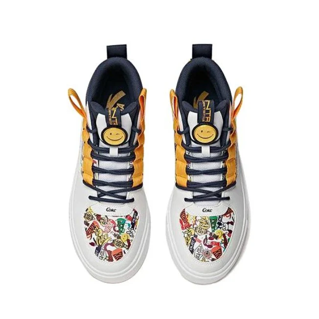 Coca Cola x Anta Anti-slip Skateboard Shoes - White/Blue - Image 4