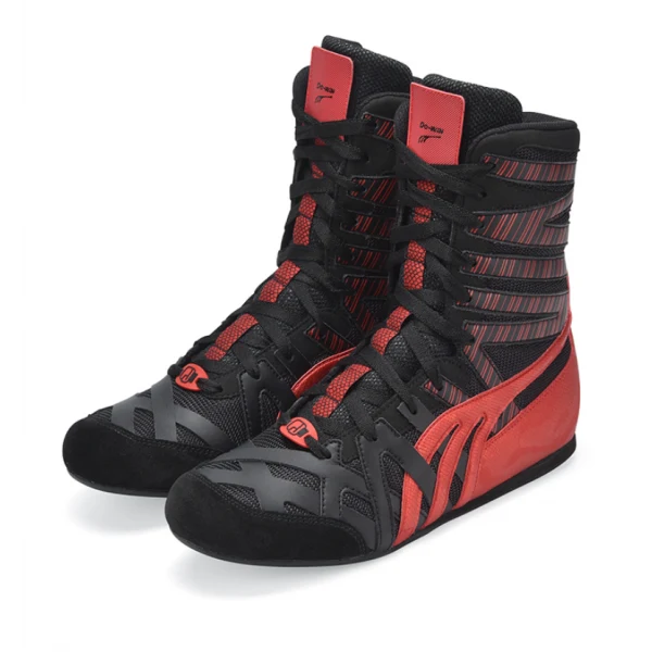 Do-win High Barrel Professional Boxing Training Shoes - Red/Black - Image 2