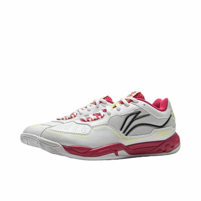 Kids Li-Ning Saga 3 Badminton Shoes - White/Red - Image 2