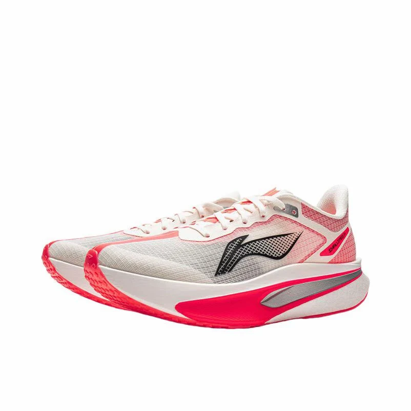 (Men & Women)Li-Ning Feidian 6 Challenger Racing Carbon Plate Running Shoes - White/Pink - Image 2