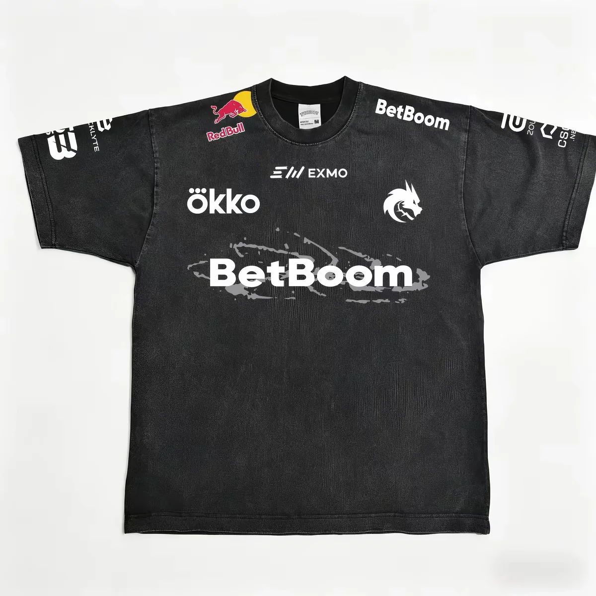 Team Spirit American Distressed T-Shirt / Green Dragon Team CSGO Donk Washed 2026 Team Uniform