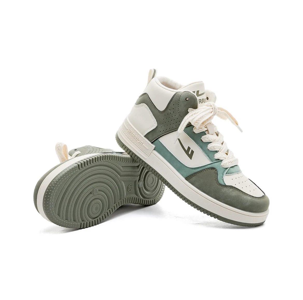 Warrior Retro Fashion High Skateboard Shoes - Beige Green - Image 3