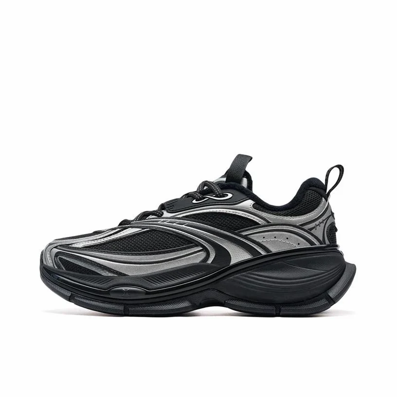 （Women & Men）Xtep Basque 2 Sports Couple Height Increasing Shoes - Deep Space Silver/Black